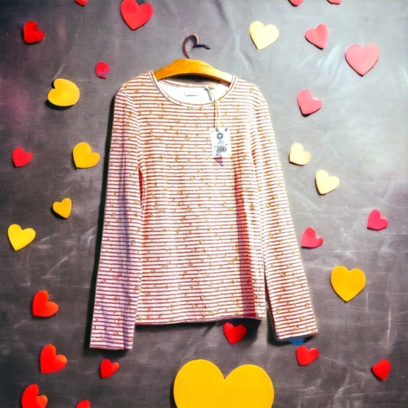 BNWT 10yrs NEXT kids organic cotton striped long sleeve floral stripes top Tee - Picture 8 of 9